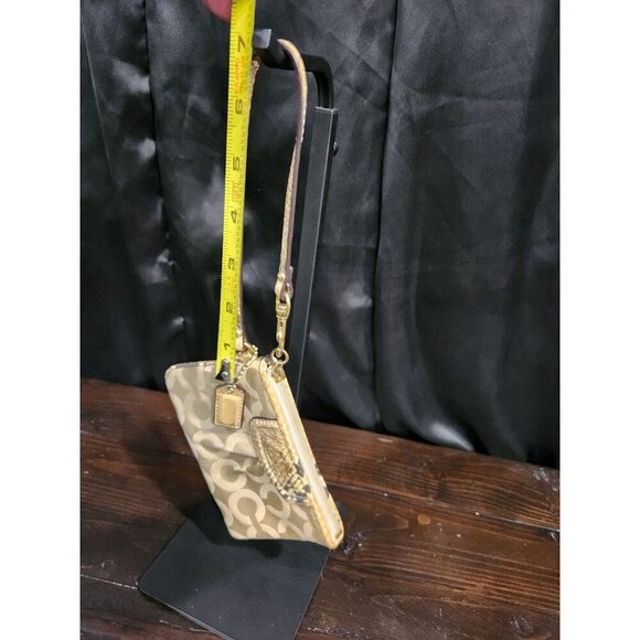 Coach Small "C" Signature Canvas Wristlet with Snakeskin Trim-EUC - Picture 3 of 8